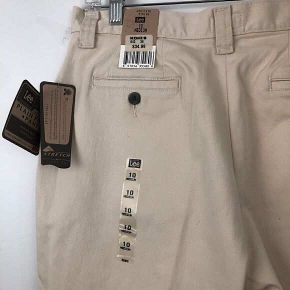 NWT Lee Size 10 Medium Plain Front Pleated Stretch Tan Jeans!! - Picture 13 of 13
